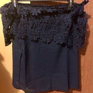 Brand new shirts with lace off shoulder sleeves